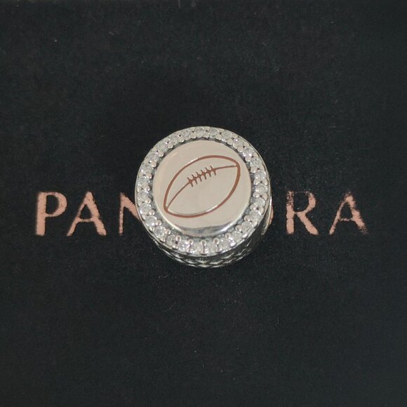 Pandora Engravable Football Charm Bead S925 Silver with box - Picture 1 of 9